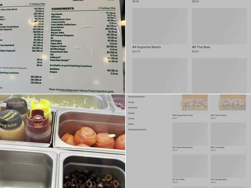 Subway Menu