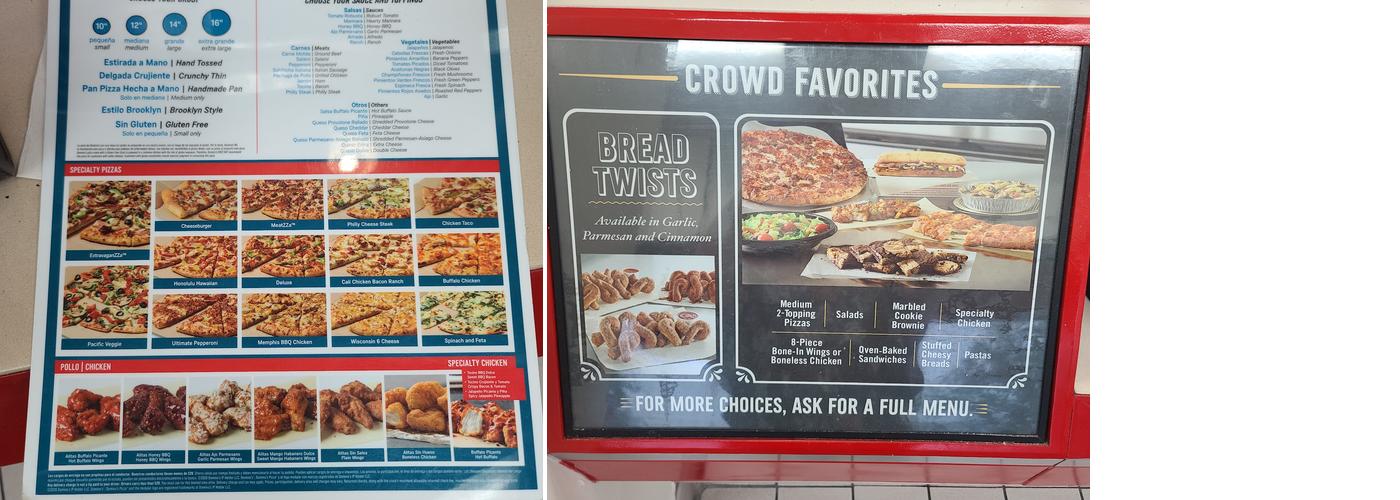 Domino's Pizza Menu