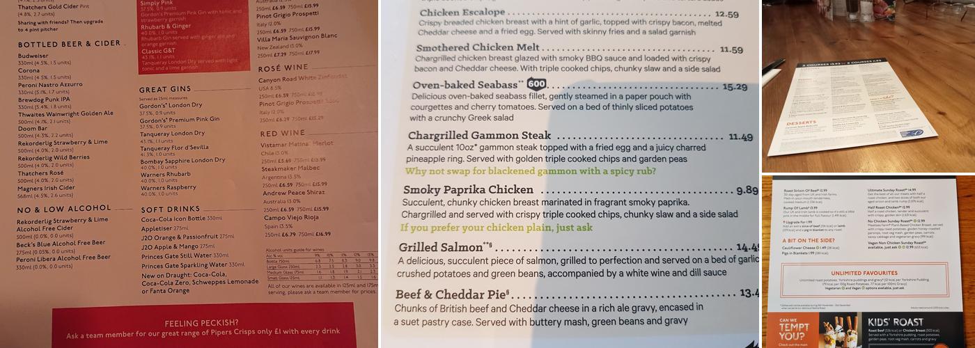 Gourdie Croft Beefeater Menu