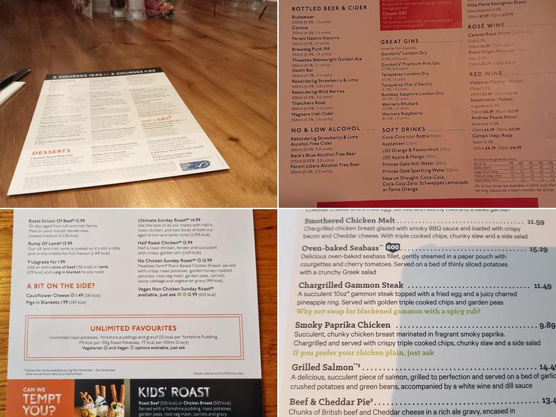 Gourdie Croft Beefeater Menu