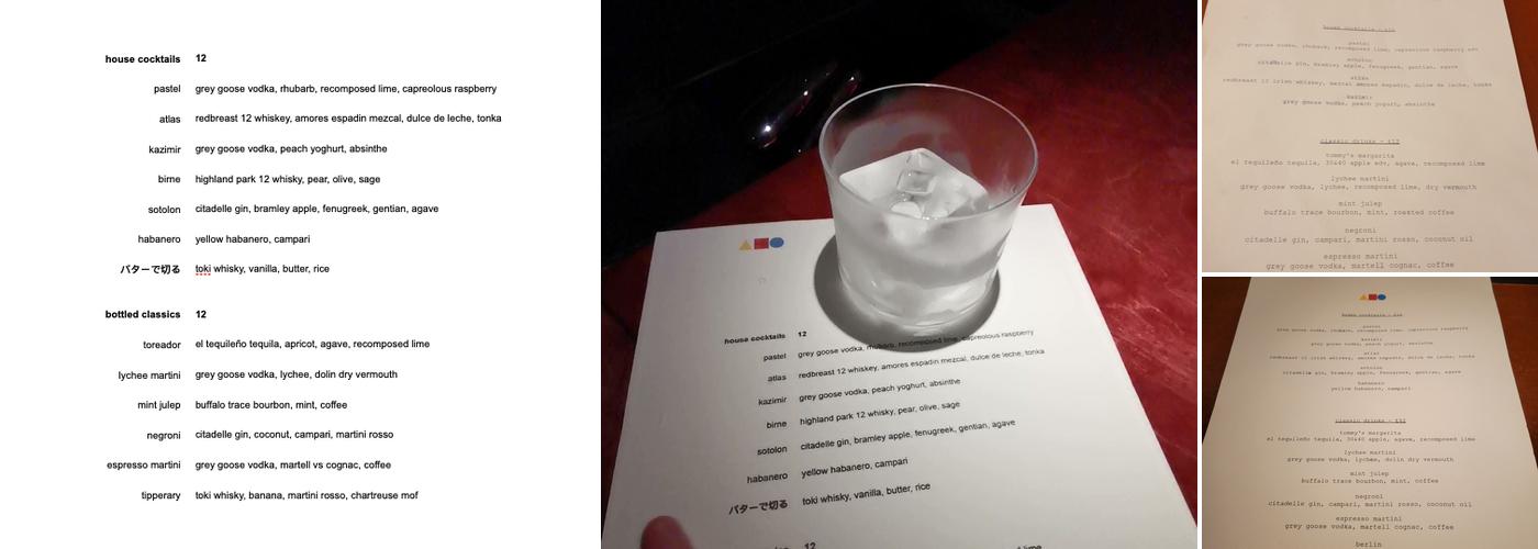 A Bar with Shapes for a Name Menu