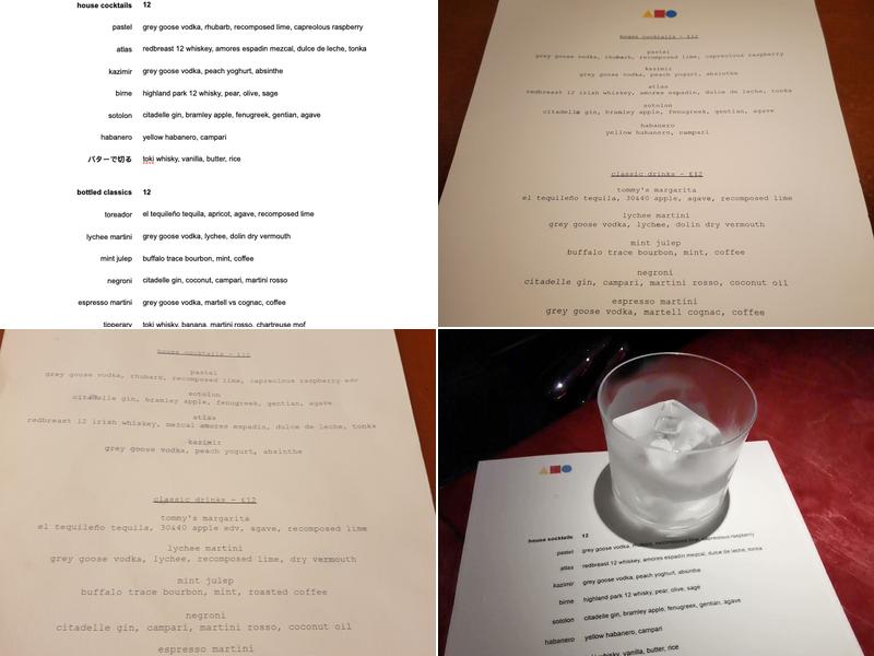 A Bar with Shapes for a Name Menu