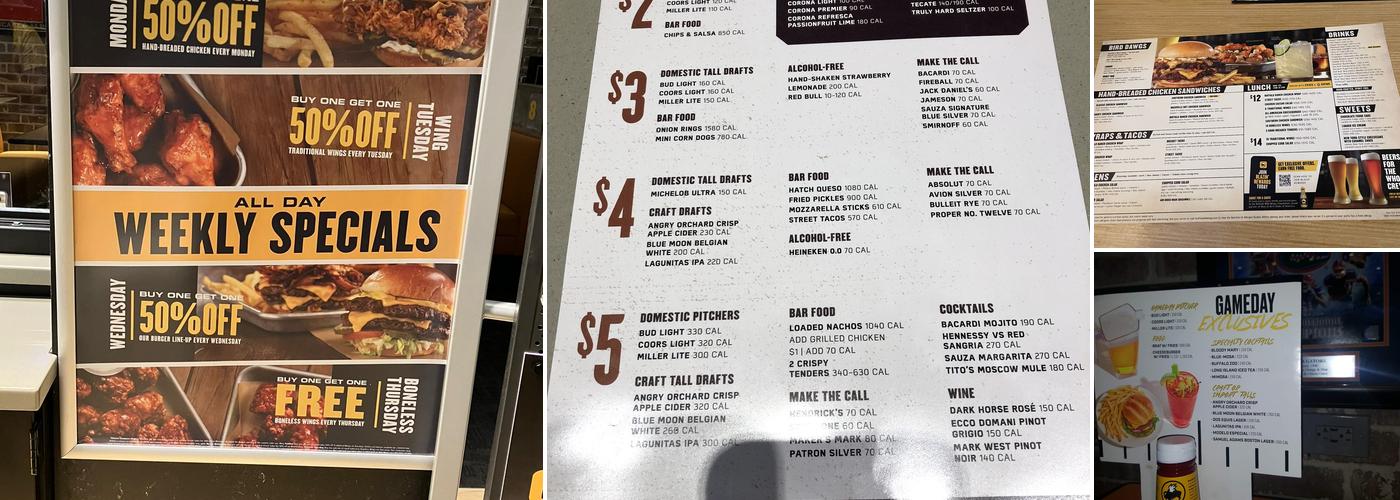 Buffalo Wild Wings Menu