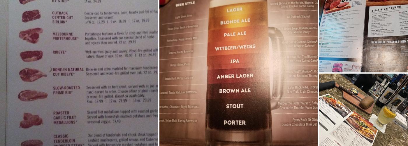 Outback Steakhouse Menu