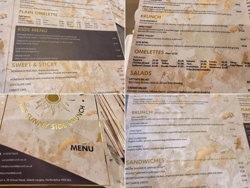 The Sunny Side Brunch Menu