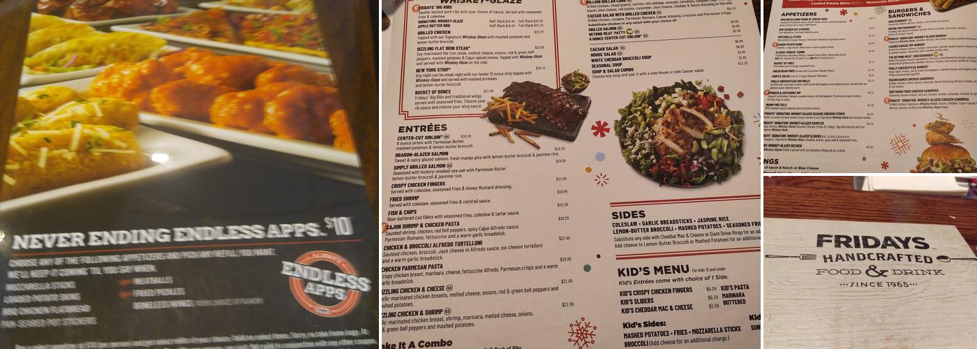 TGI Fridays Menu