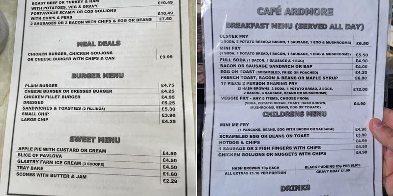 Ardmore Cafe Menu