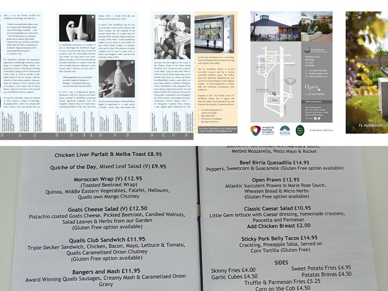 Quails at the Gallery Menu