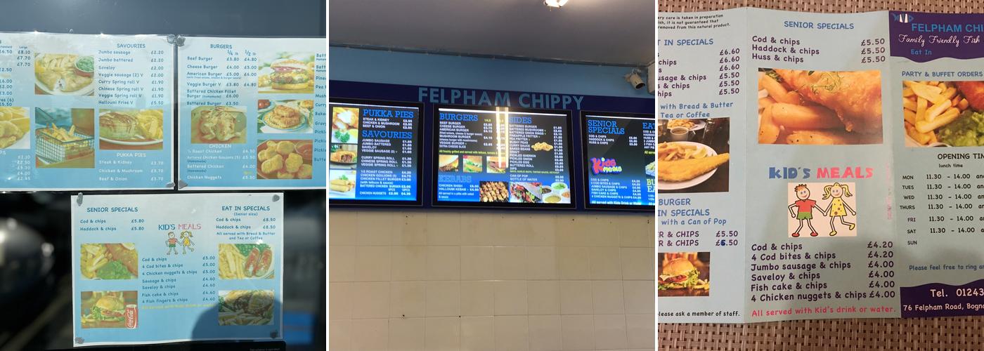 Felpham Chippy Menu
