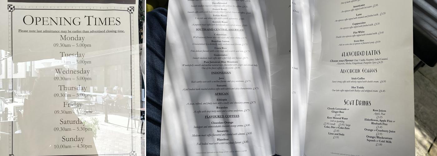 Tiny Tim's Tearoom Menu