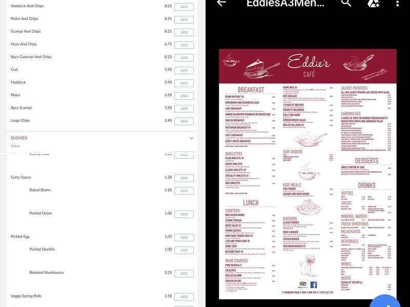 Eddie's Cafe Menu