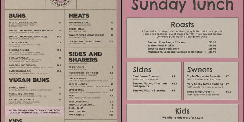 The Park Crescent Menu