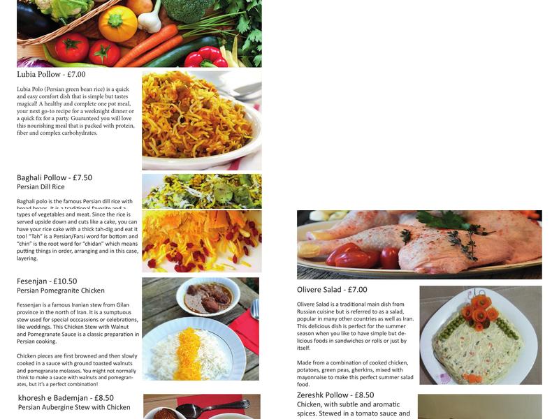 Persian Promise Menu