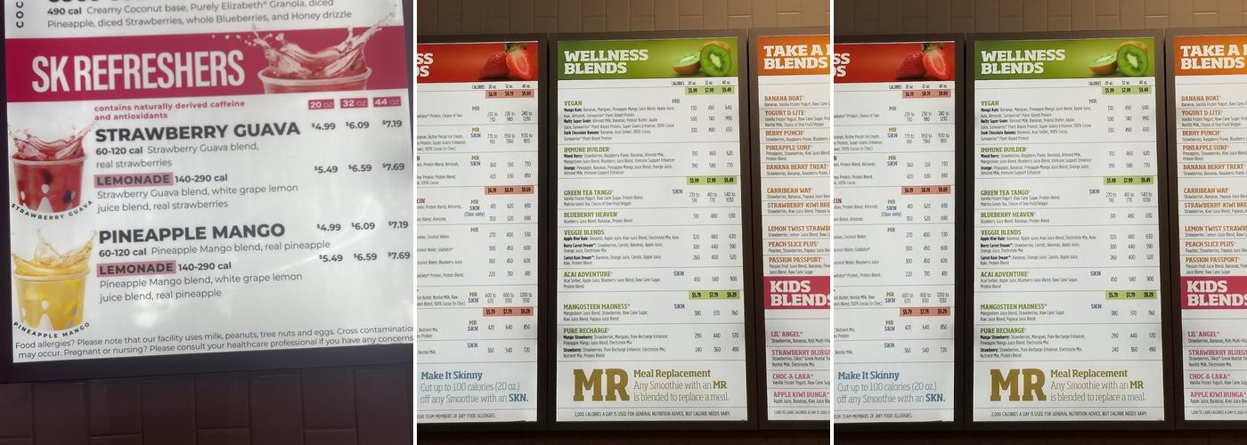 Smoothie King Menu
