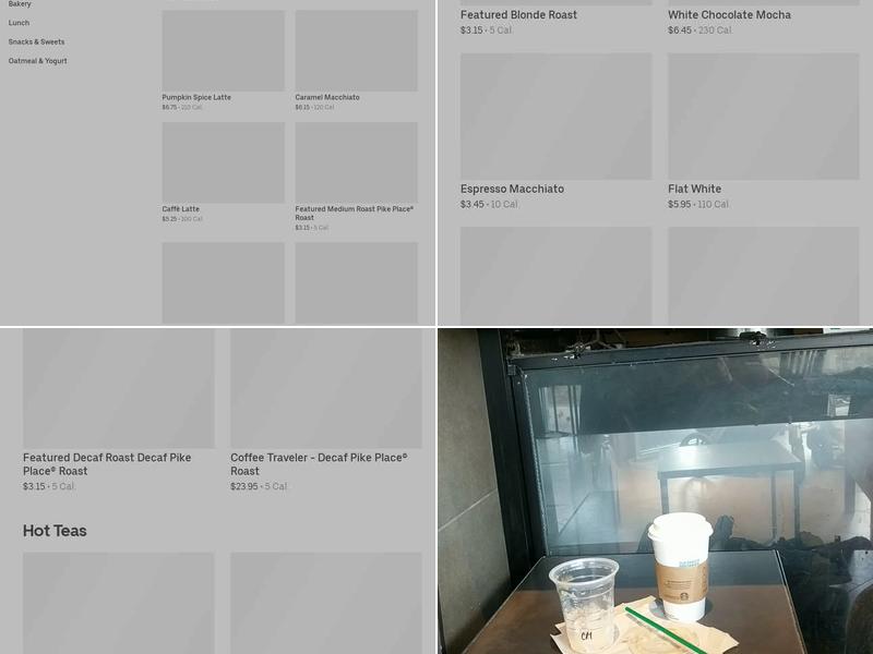 Starbucks Coffee Company Menu