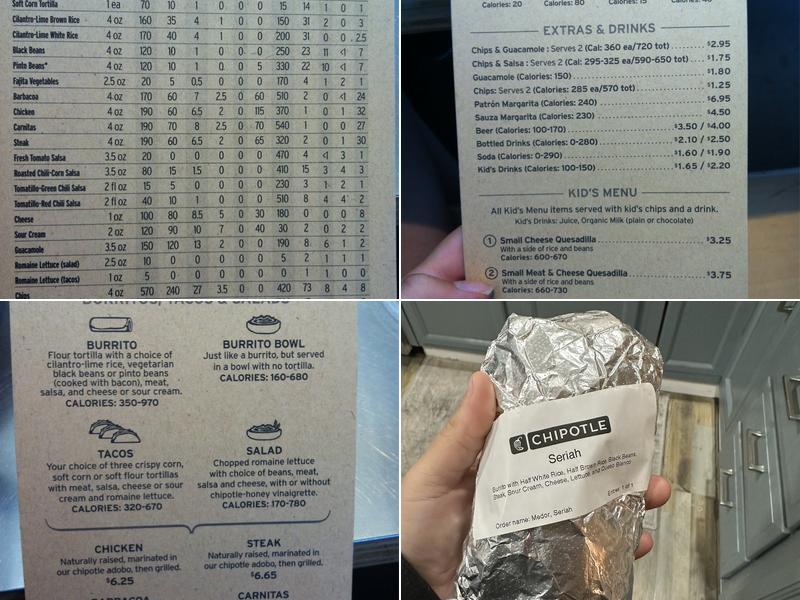 Chipotle Mexican Grill Menu