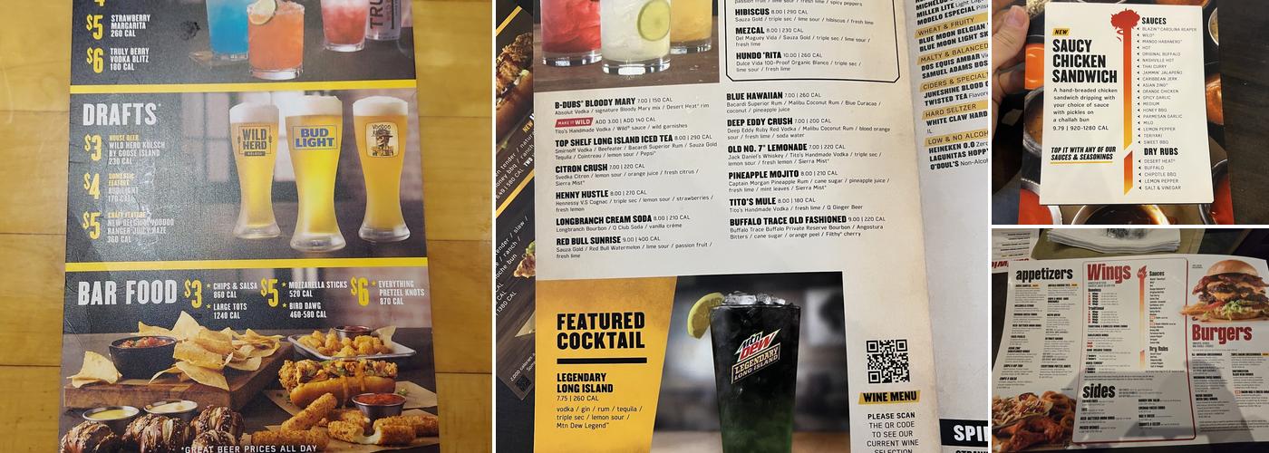 Buffalo Wild Wings Menu