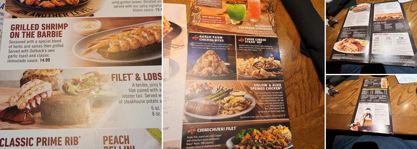 Outback Steakhouse Menu