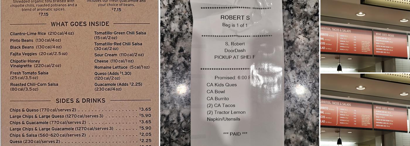 Chipotle Mexican Grill Menu