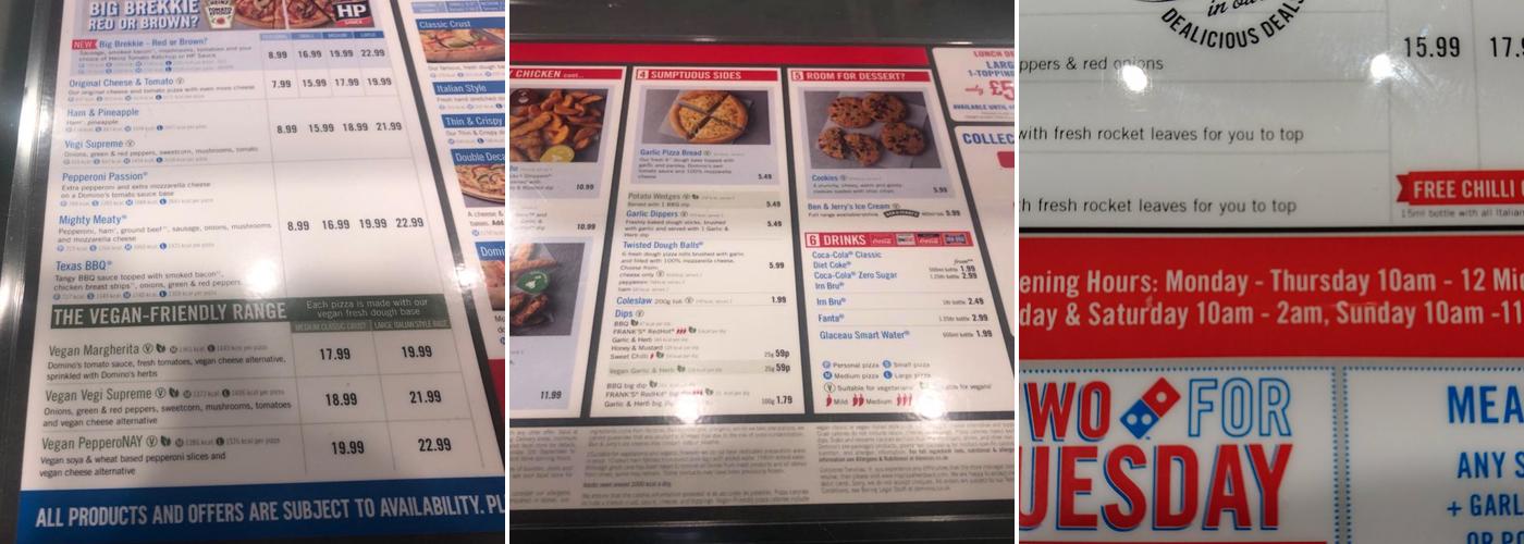 Domino's Pizza - Paisley Menu