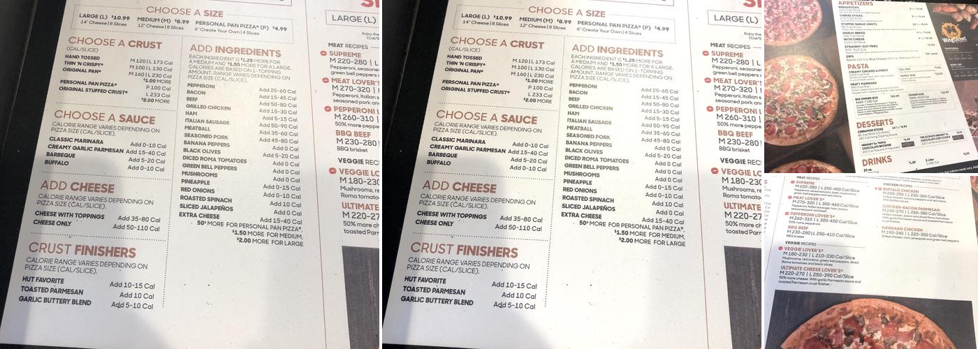 Pizza Hut Menu