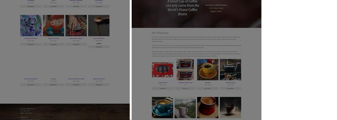 Two Rivers Coffee Roasters Menu