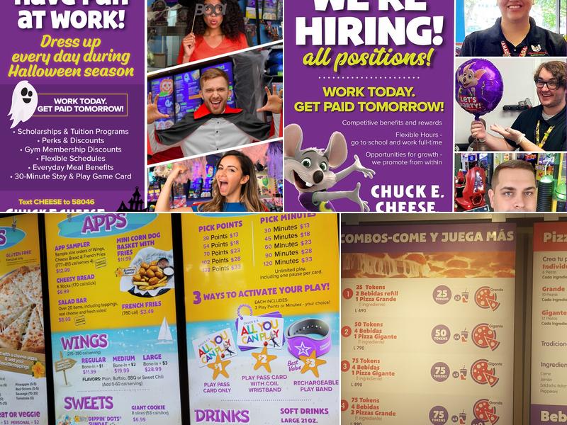 Chuck E. Cheese Menu