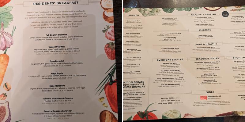 The Restaurant at The Swan Hotel Menu