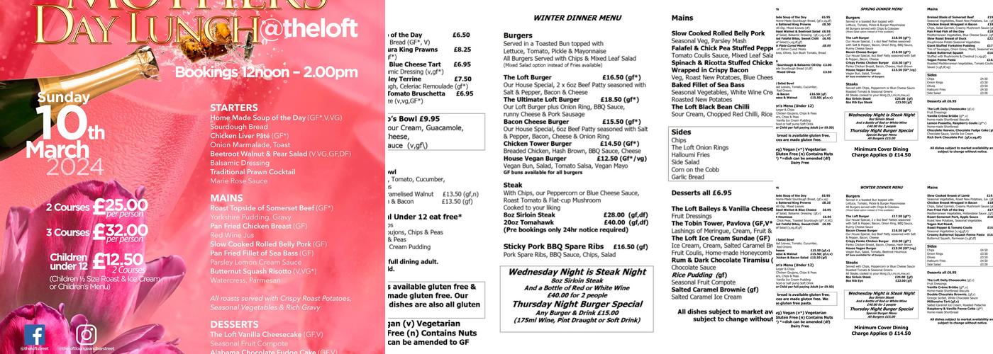 The Loft Lounge & Bar Menu