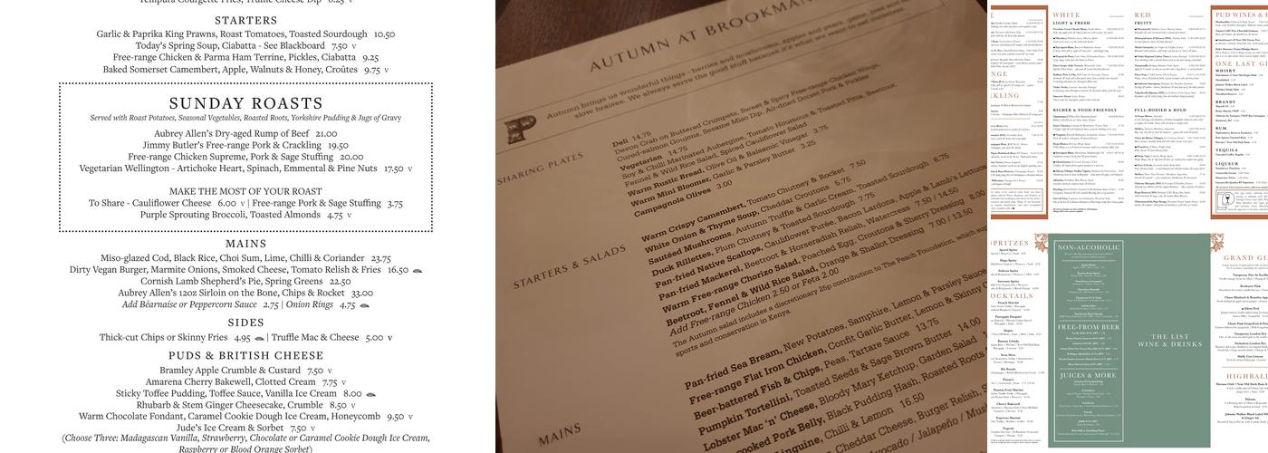 Brookmans Menu