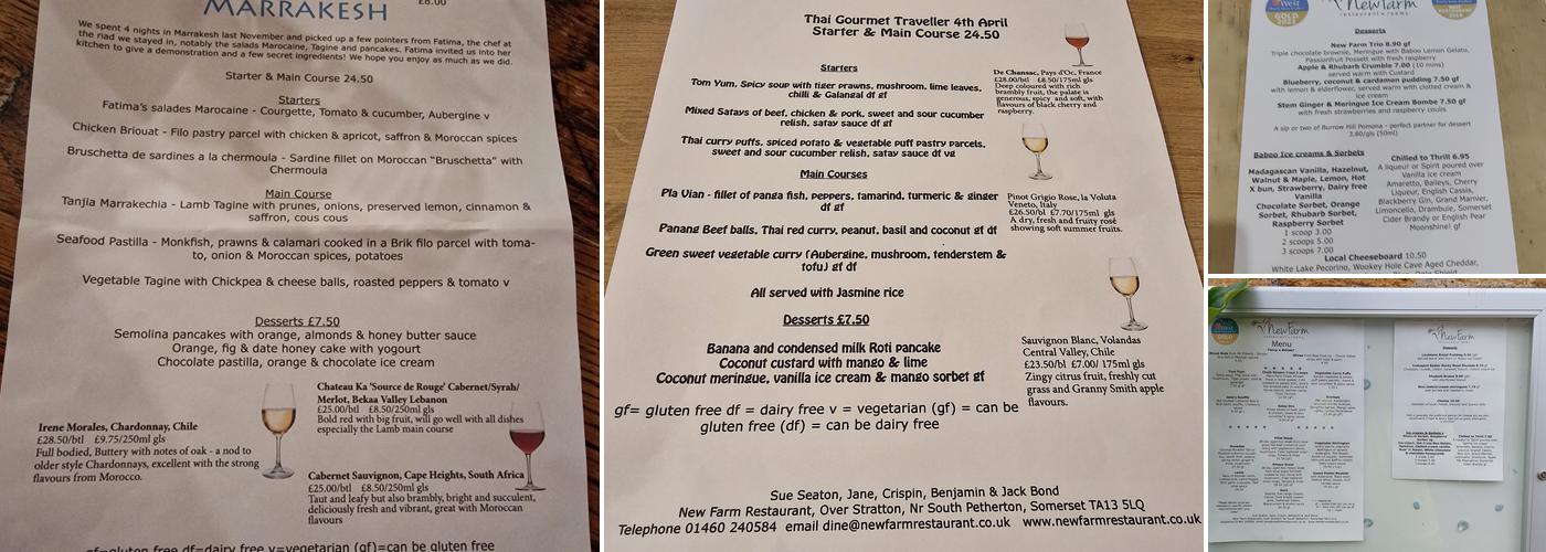 New Farm Restaurant Menu