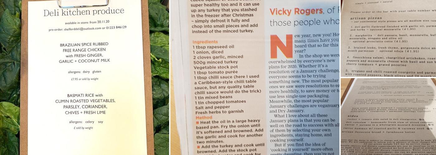 Shelford Delicatessen Menu