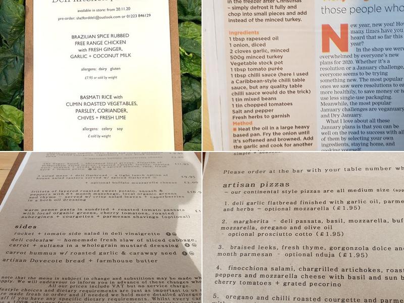 Shelford Delicatessen Menu