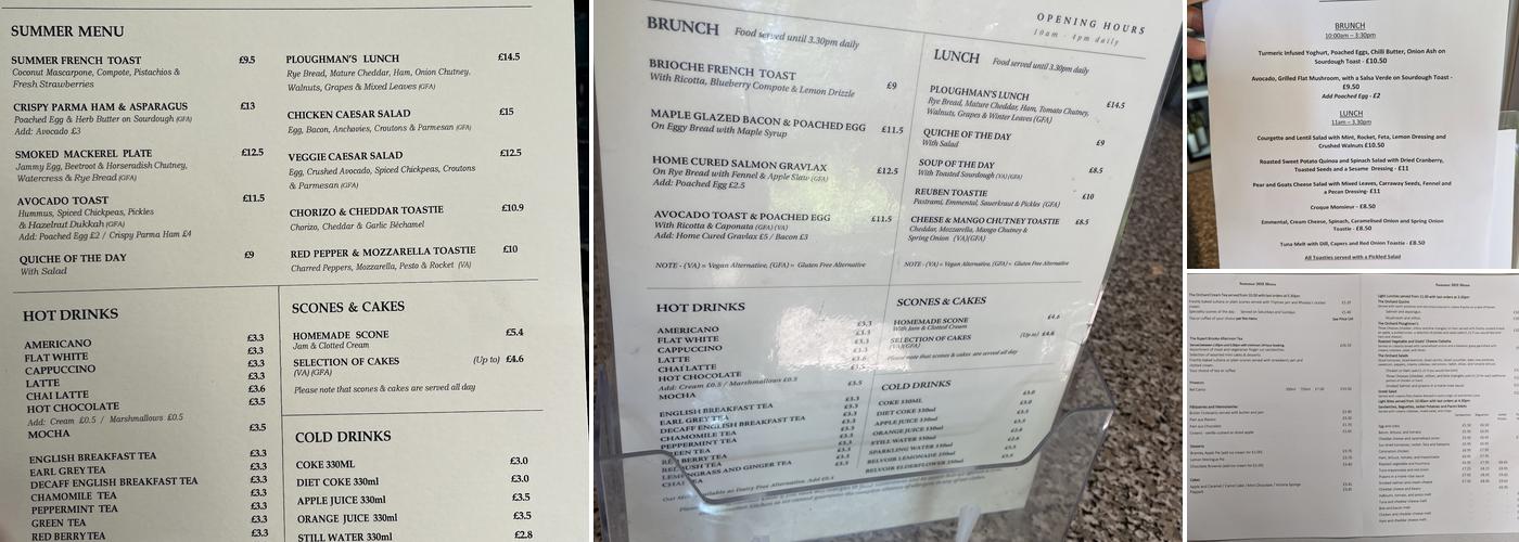 The Orchard Tea Garden Menu