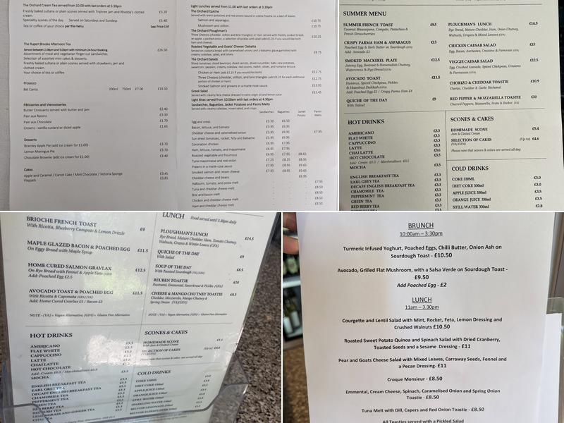 The Orchard Tea Garden Menu