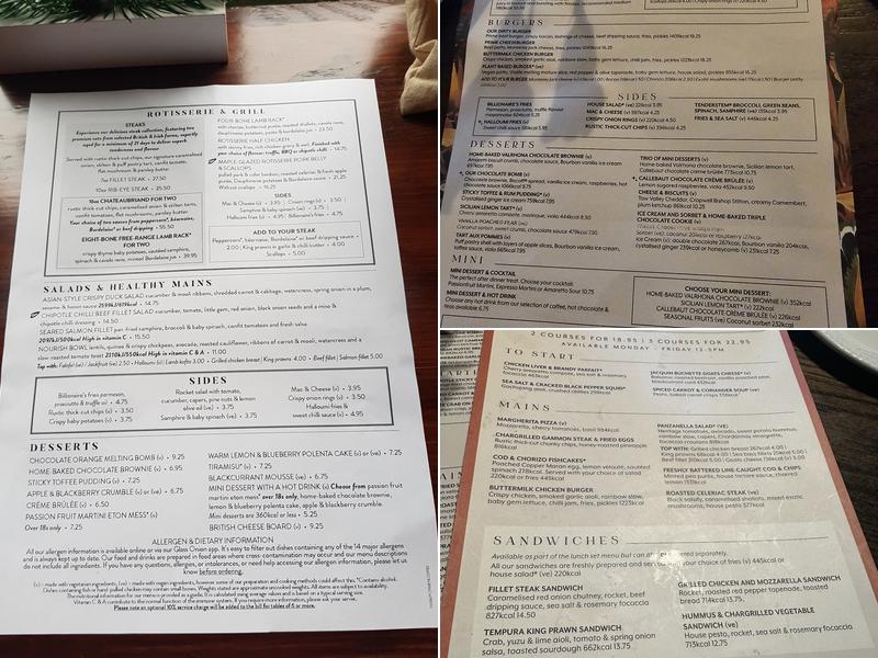 Barnt Green Inn Menu