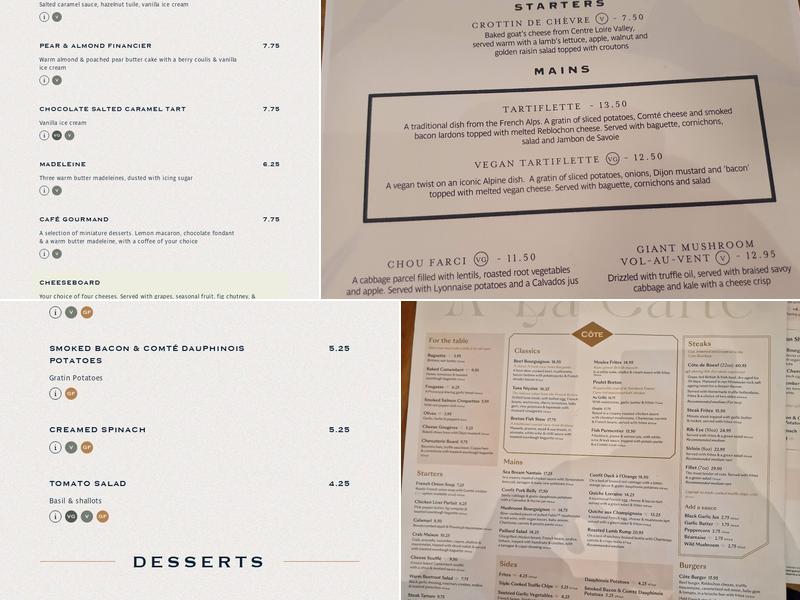 Côte Solihull Menu