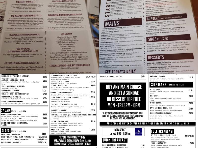 The Botany Bay Inne Menu