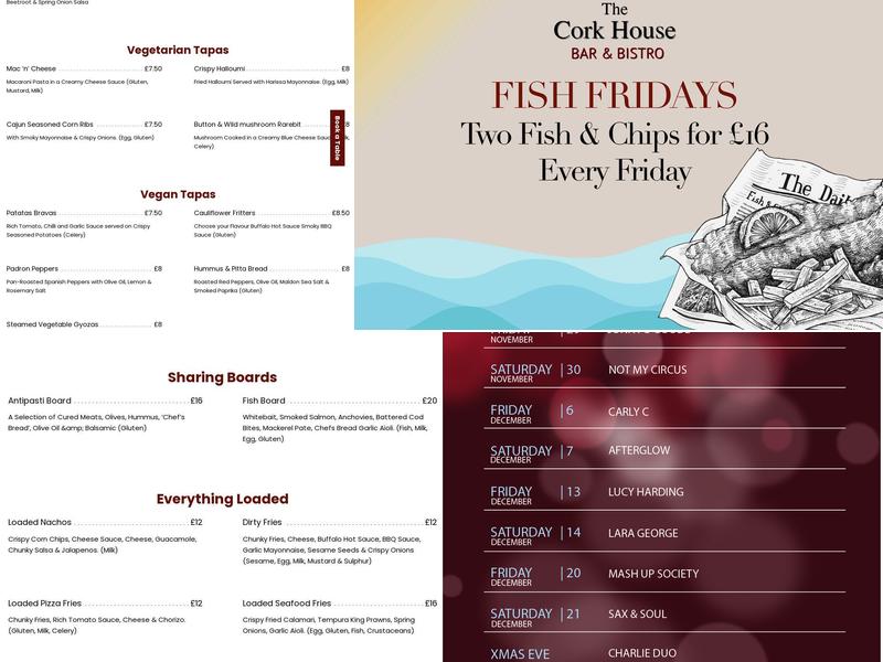 The Cork House Menu