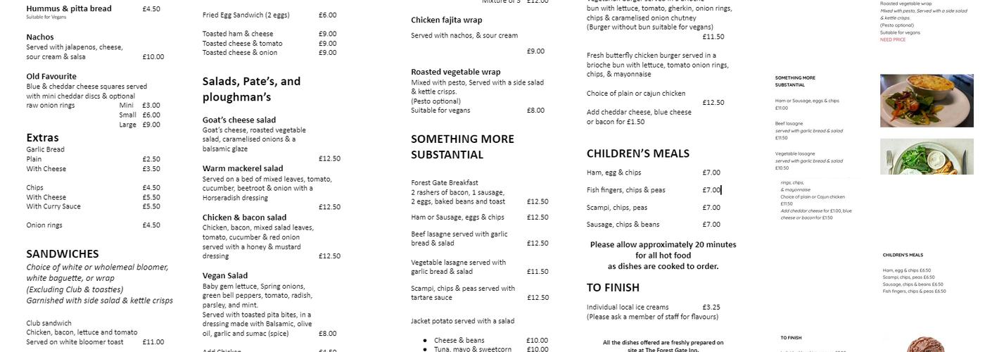 Forest Gate Menu