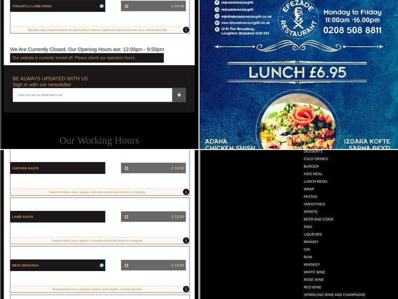 Efezade Mezze Grill Menu