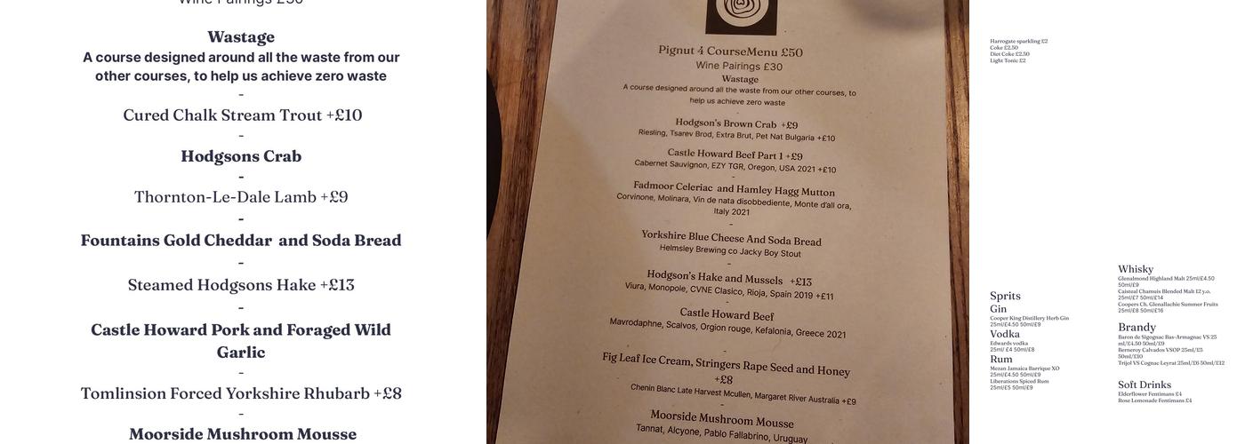 Pignut Restaurant Menu