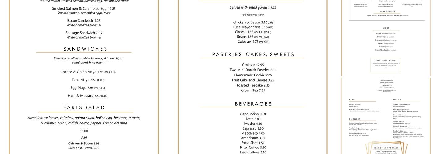 Cafe Bar Concerto Menu