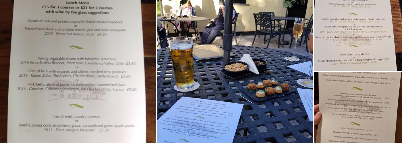 The Masons Arms, Knowstone Menu