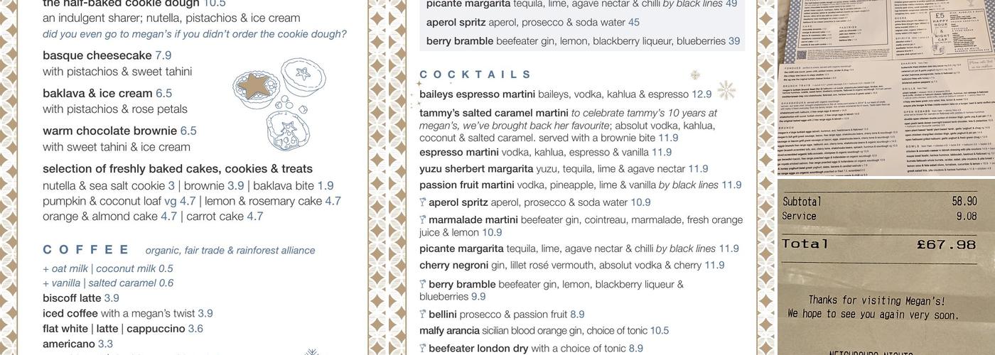 Megan's by the Castle Restaurant (Guildford) Menu