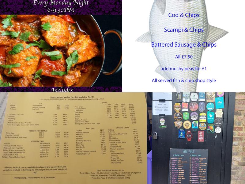 The Prince of Wales Menu