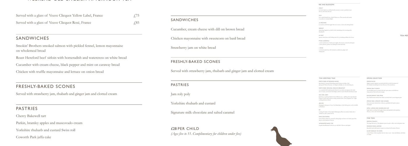 The Drawing Room at Coworth Park Menu