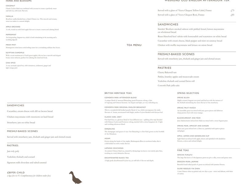 The Drawing Room at Coworth Park Menu