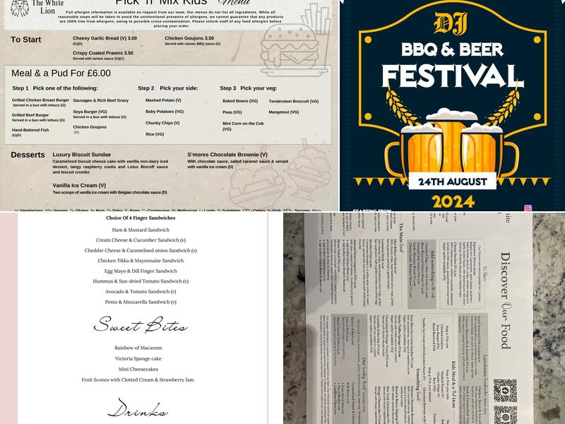 White Lion Amersham Menu