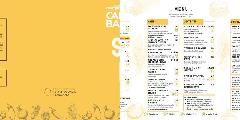 The Courtyard Cafe Bar Menu